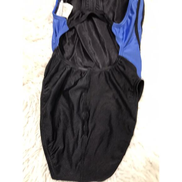 SPEEDO One Piece Swimsuit Women's size 6/32 Blue Black White Swimwear Open Back - Picture 7 of 9